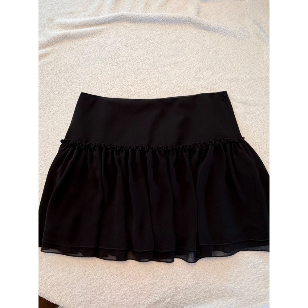 Banana Republic Black Ruffle Drop Waist Mini Skirt 174561-00-1 Womens 14 NWT